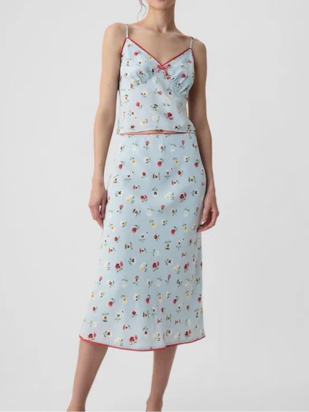Gap x Doen Floral midi slip skirt